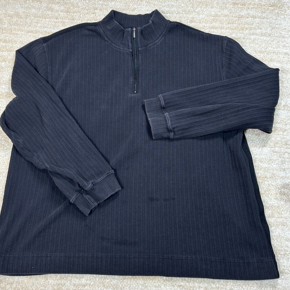 Axis Sweater Men 2XL Black Ribbed Quarter Zip Pullover Knit Casual